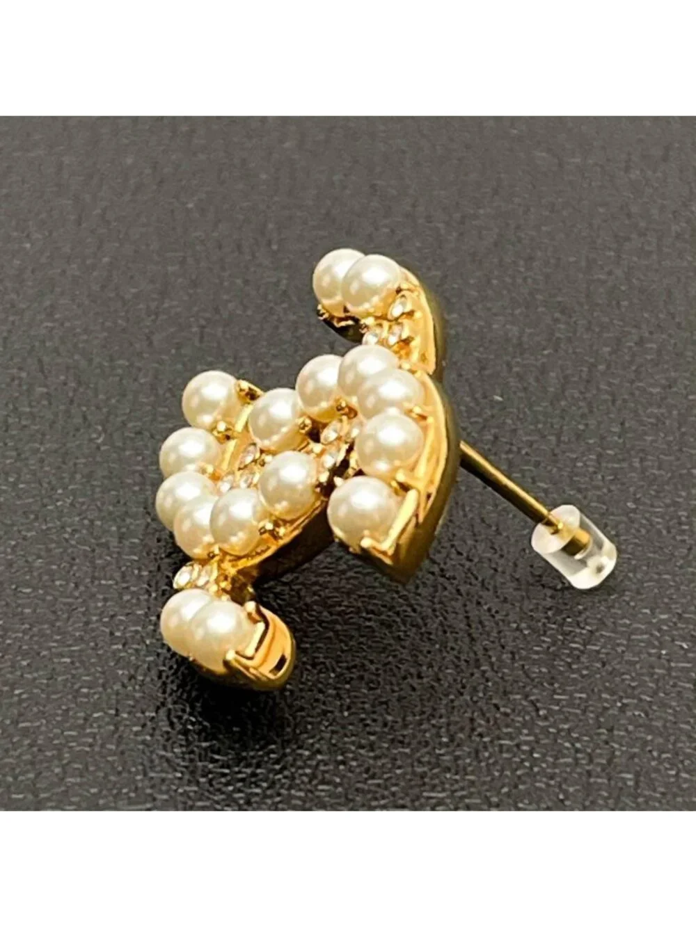 Chanel CC Logo Brooch Pearl Rhinestone Gold